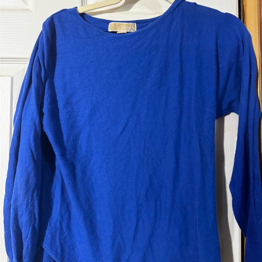 Michaels Blue Crew Neck Sweater Soft Knit